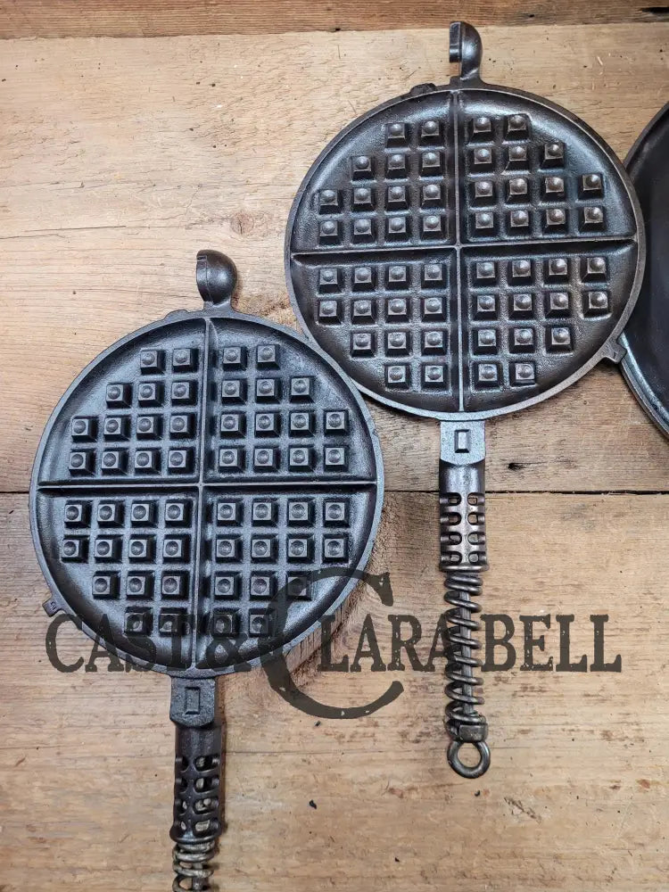 Best Seller! 1920’S Griswold No. 8 Cast Iron Waffle Maker (314/315) With Tall Base (Bailed Raised