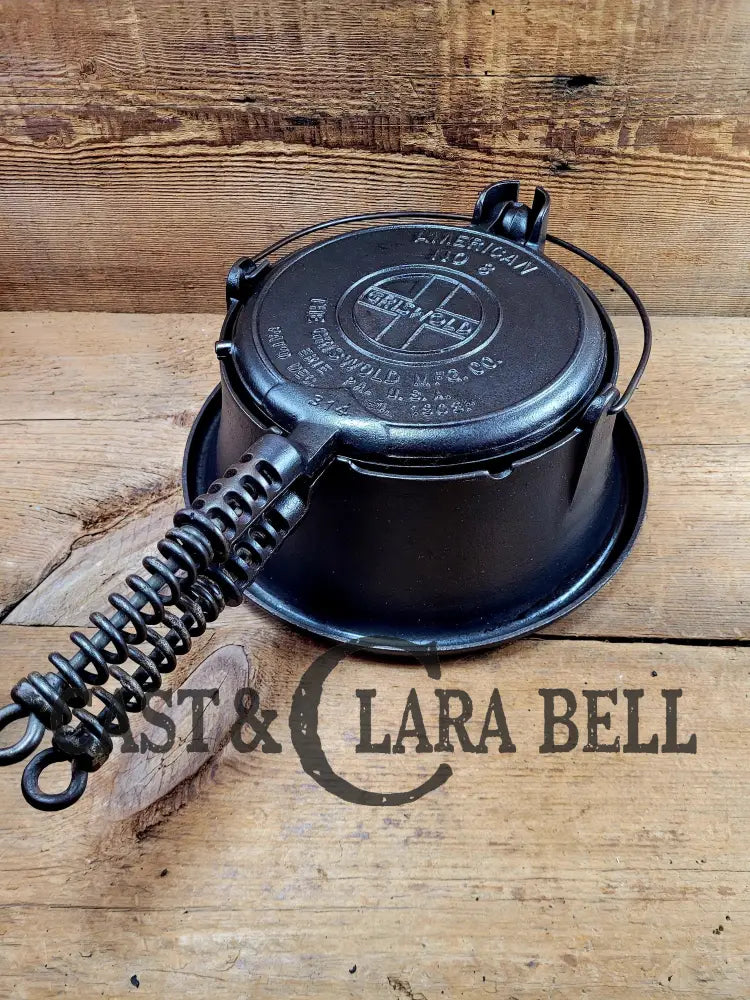Best Seller! 1920’S Griswold No. 8 Cast Iron Waffle Maker (314/315) With Tall Base (Bailed Raised