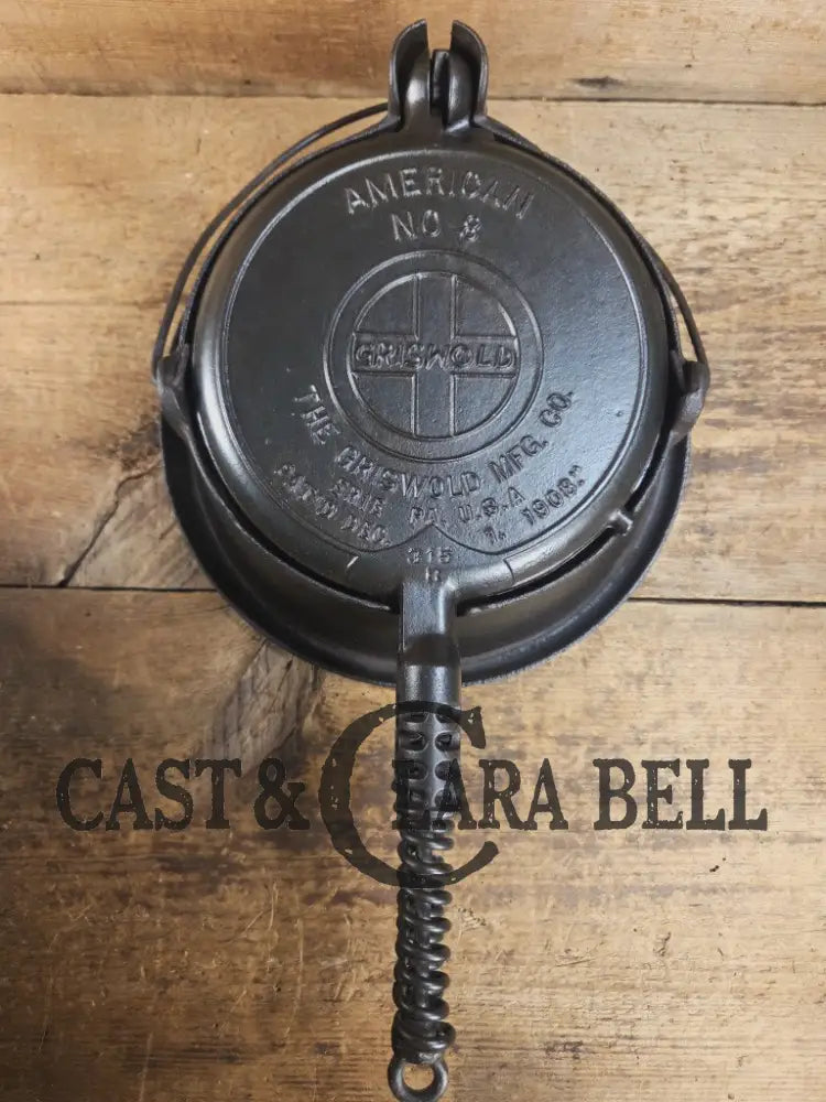 Best Seller! 1920’s Griswold No. 8 Cast Iron Waffle Maker (314/315) with Tall Base (Bailed raised 88)! Waffle Iron