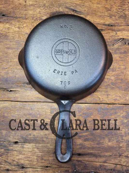 Best Seller! 1930’S Griswold #3 Cast Iron Egg Skillet With Small Block Logo 709 C