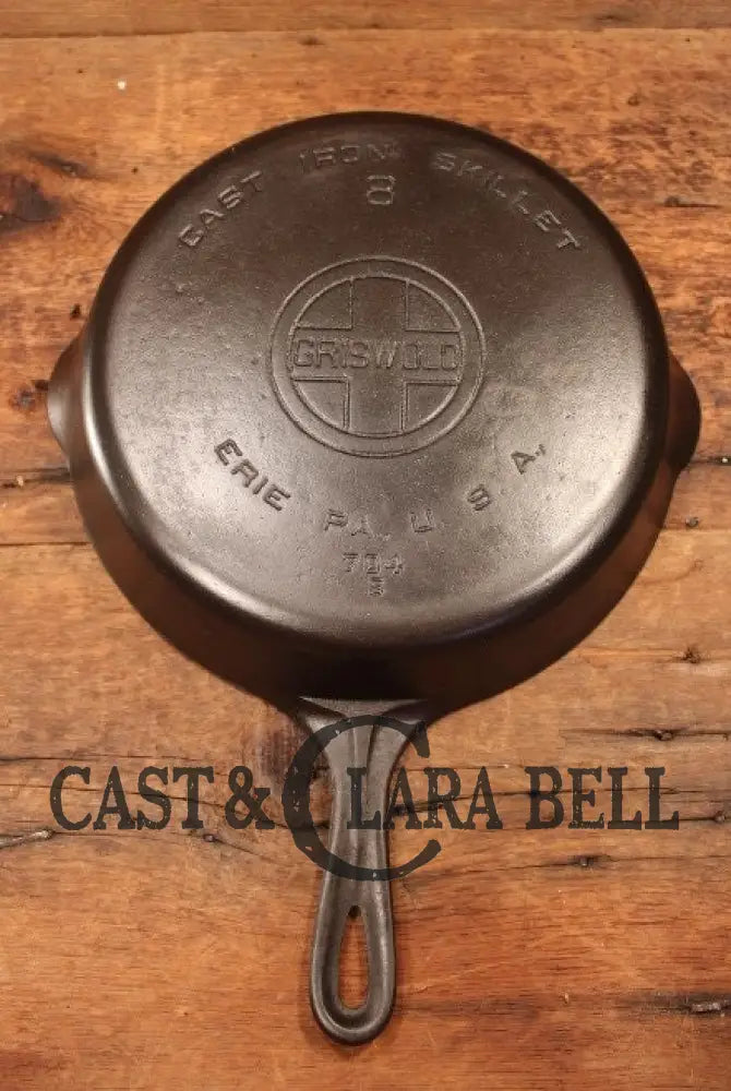 Best Seller! 1930’S Griswold #8 Cast Iron Skillet With Large Block Logo 704 S