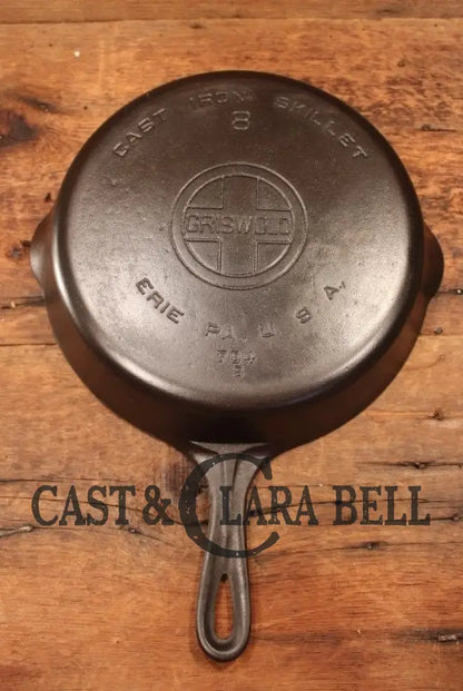 Best Seller! 1930’S Griswold #8 Cast Iron Skillet With Large Block Logo 704 S