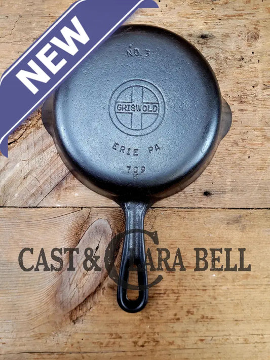 Best Seller! 1940’S Griswold No. 3 Cast Iron Egg Skillet Groove Handle 709 K. Perfect Cooking For