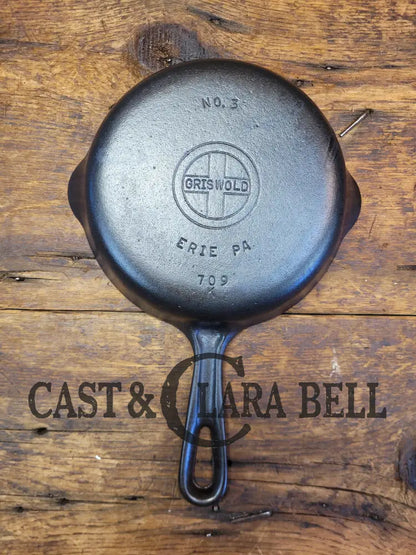 Best Seller! 1940’S Griswold No. 3 Cast Iron Egg Skillet With Grooved Handle 709 K