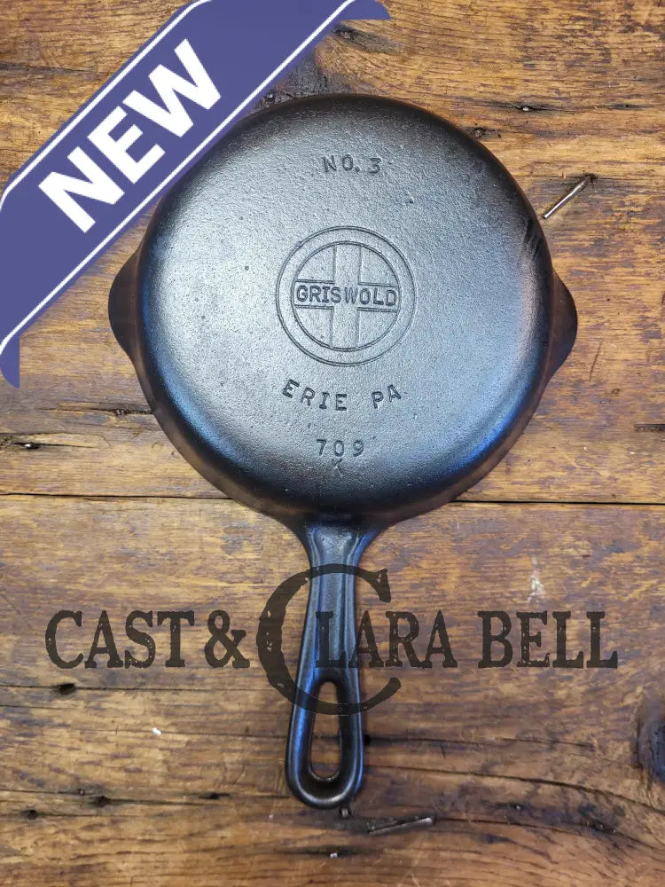 Best Seller! 1940’S Griswold No. 3 Cast Iron Egg Skillet With Grooved Handle 709 K