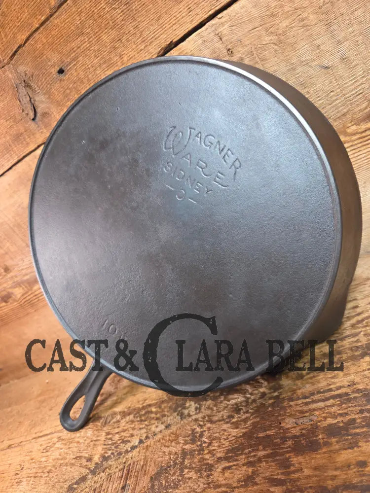 Big 1920’s era Wagner Ware #10 Cast Iron Skillet with Stylized Logo AND heat ring 10 B - Skillet