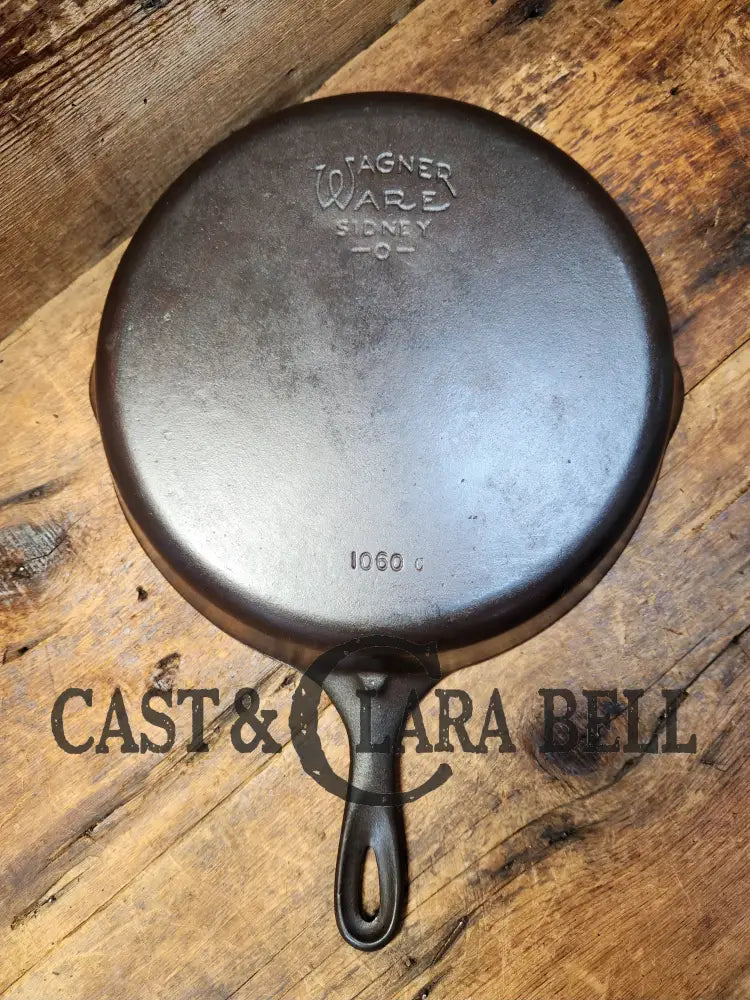 Big 1930’S Wagner Ware #10 Cast Iron Skillet With Stylized Logo 1060 C