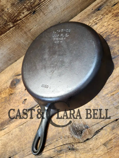 Big 1930’S Wagner Ware #10 Cast Iron Skillet With Stylized Logo 1060 C