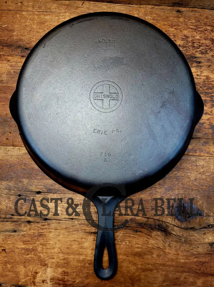 Big 1940’S Griswold #10 Skillet With Small Block Logo And Heat Ring 716 A. Fantastic Every Day