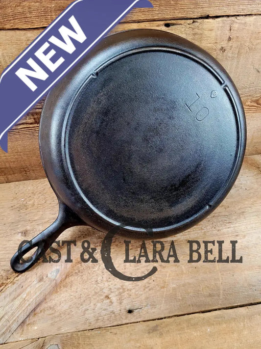 Big Bacon Skillet! Beautiful 1930’S Lodge #10 Cast Iron Skillet With 3 Notch Heat Ring. Raised Blob!