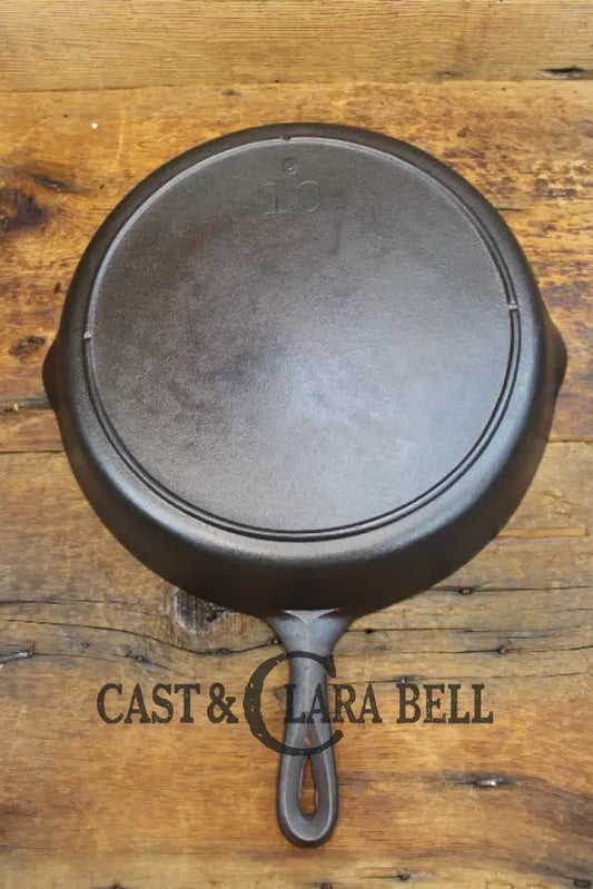Big Bacon Skillet! Beautiful 1930’S Lodge #10 Cast Iron Skillet With 3 Notch Heat Ring. Raised Blob!