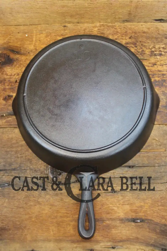 Big Bacon Skillet! Beautiful 1930’S Lodge #10 Cast Iron Skillet With 3 Notch Heat Ring. Raised Blob!