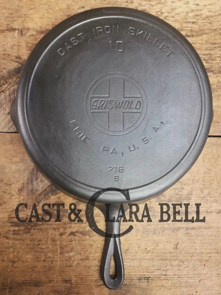 BIG skillet! 1920’s Griswold #10 Skillet large slant logo 716 Full E.P.U. Awesome everyday skillet. Great for steaks