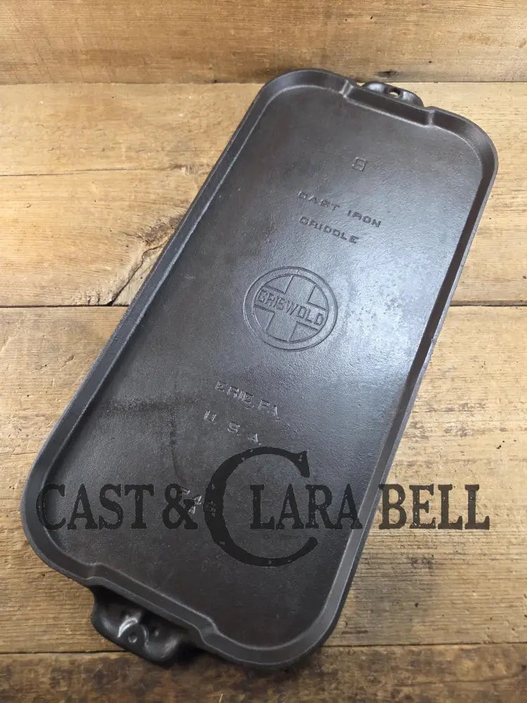 Classic Griswold #9 Long Griddle 746. Perfect for pancakes by the campfire or in your gourmet kitchen! Griddle