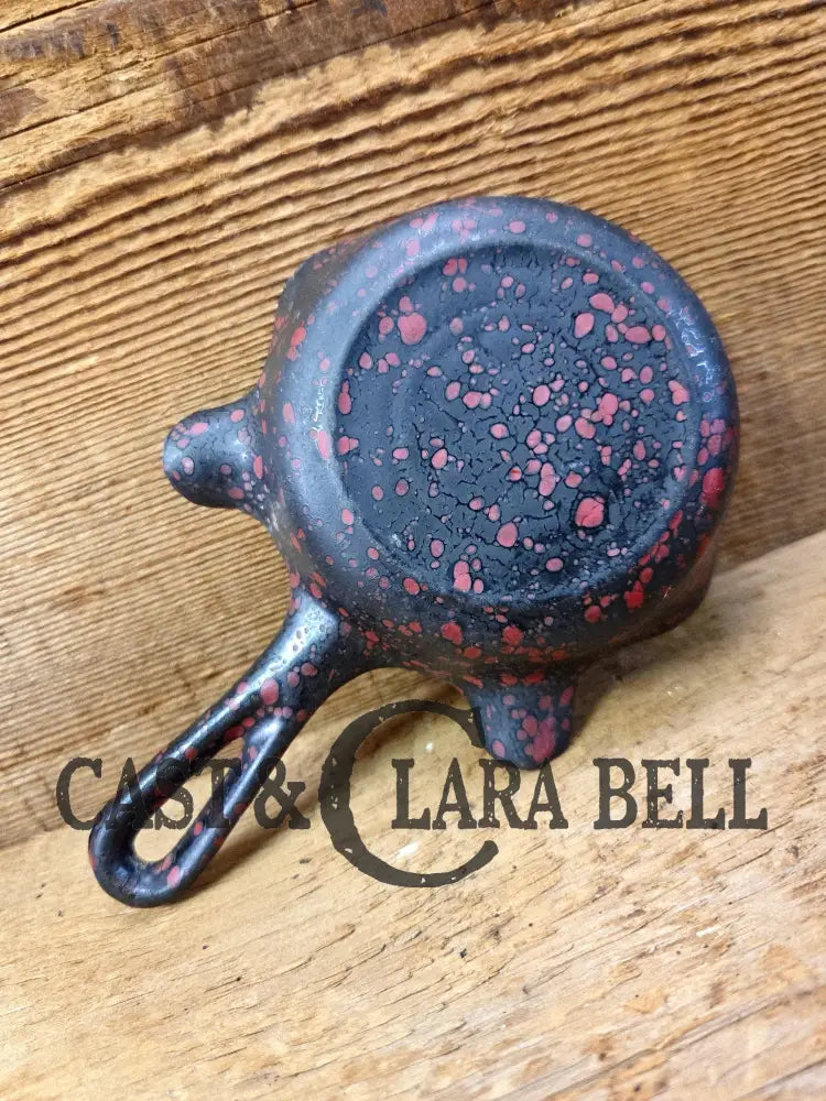 Collectible Griswold ’00’’ Ashtray / Spoon Rest with Black and Red Enamel! Small Novelty cast iron skillet for display