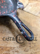 Collectible Griswold ’00’’ Ashtray / Spoon Rest with Black and Red Enamel! Small Novelty cast iron skillet for display