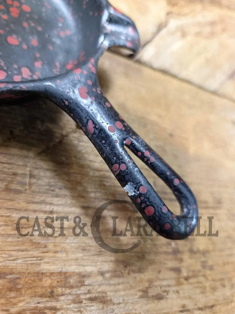 Collectible Griswold ’00’’ Ashtray / Spoon Rest with Black and Red Enamel! Small Novelty cast iron skillet for display