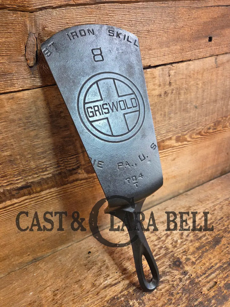 Custom #8 704 Griswold Cast Iron Skillet Spatula. Reclaimed from 1930’s Griswold Block EPU skillet. Awesome gift for