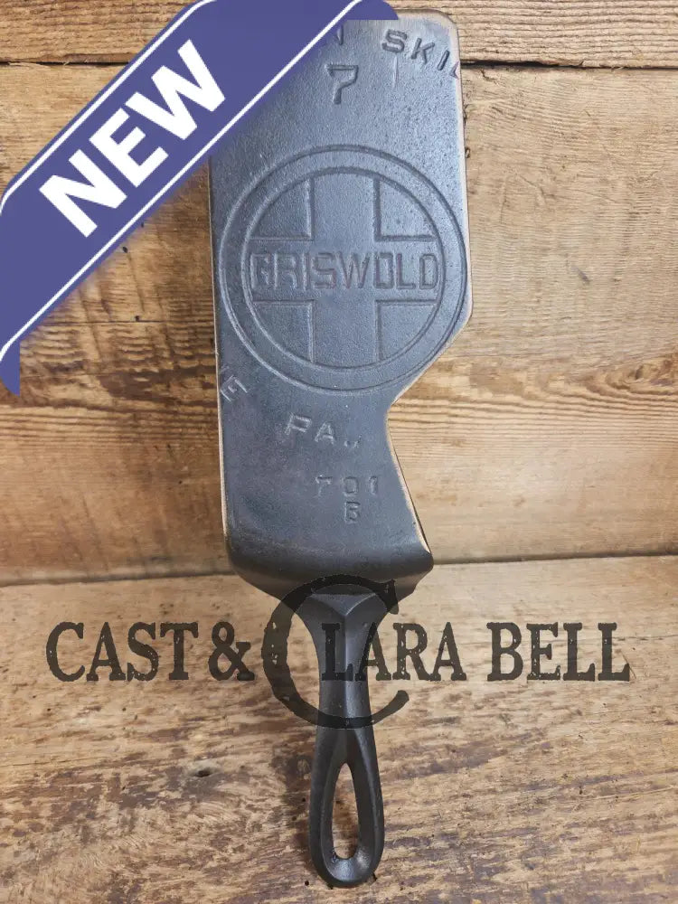 Custom and Funky! Cast Iron Spatula made from a cracked Griswold Large Block 7 Skillet. Funky crack was cut away
