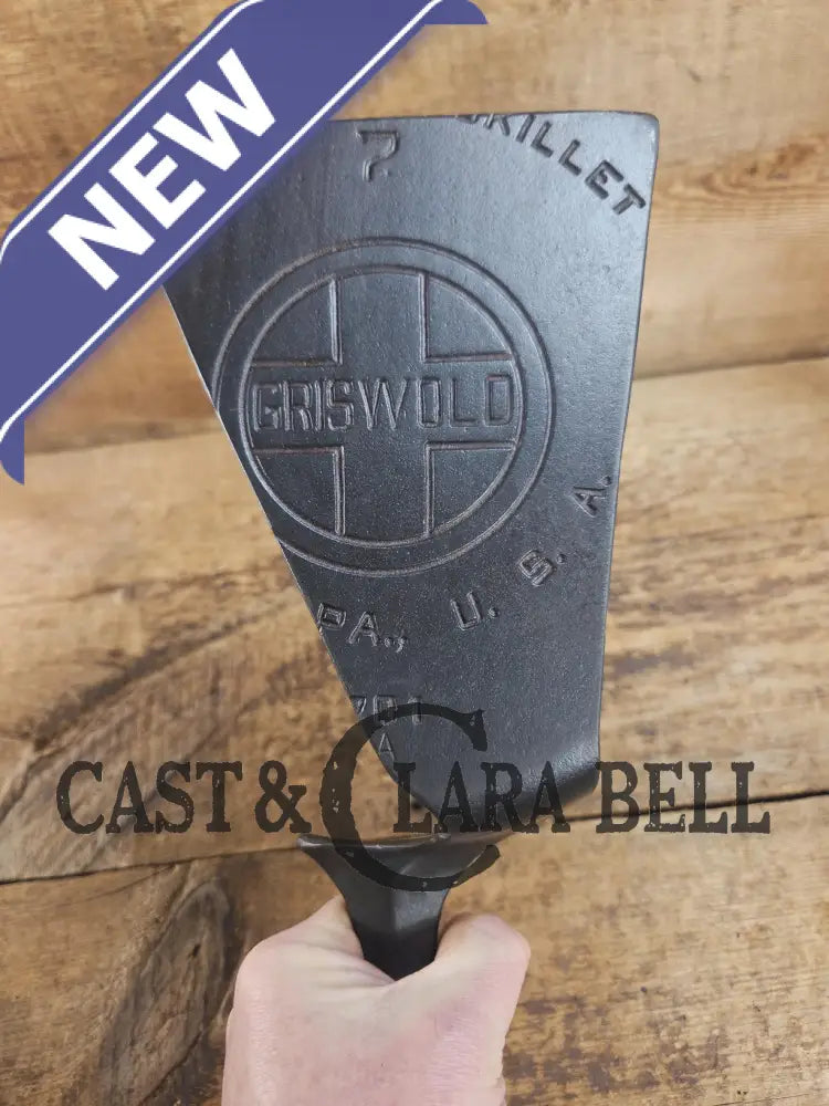Custom and Funky! Cast Iron Spatula made from a cracked Griswold Large Block 7 Skillet. Funky crack was cut away