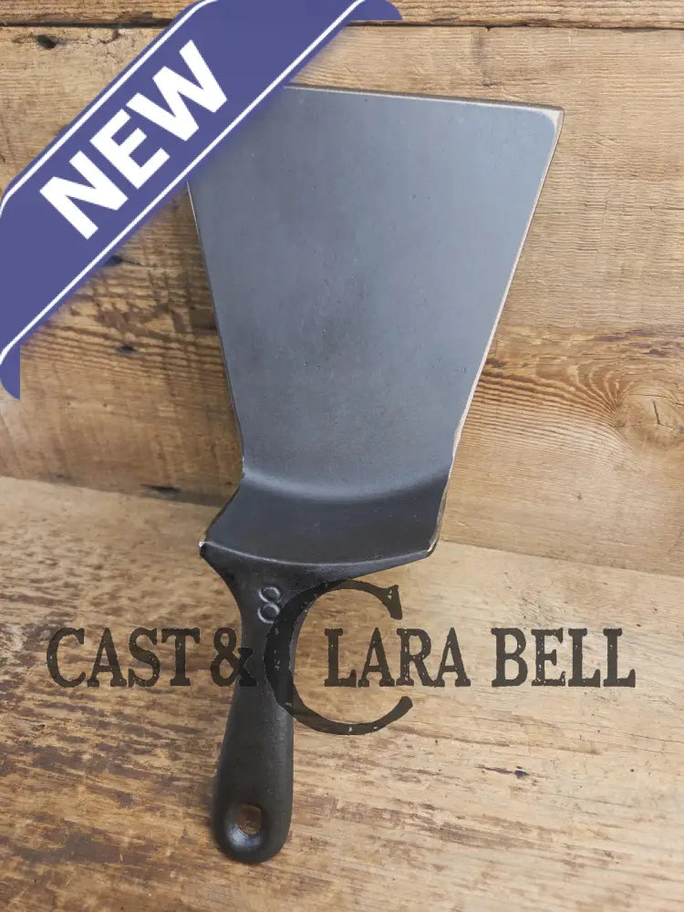 Custom and Funky! Wagner made(#1758) ’Long Life’ Cast Iron Skillet Spatula. Reclaimed 1920’s Era #8 skillet. Great