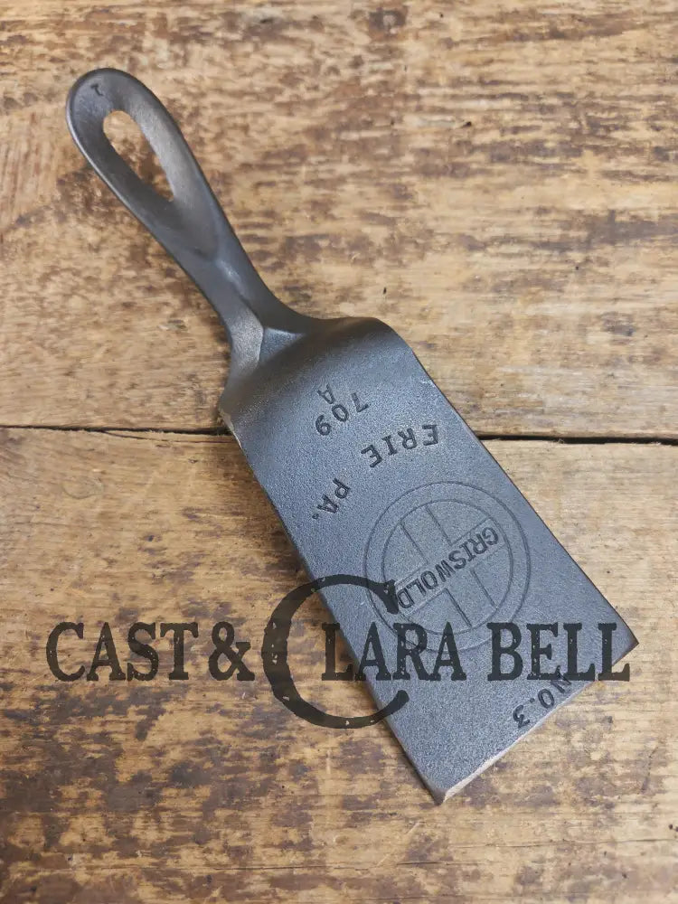 Custom made one of a kind 1920’s #3 A Griswold Logo Repurposed Spatula with full Erie PA USA pattern SC24 Spatula
