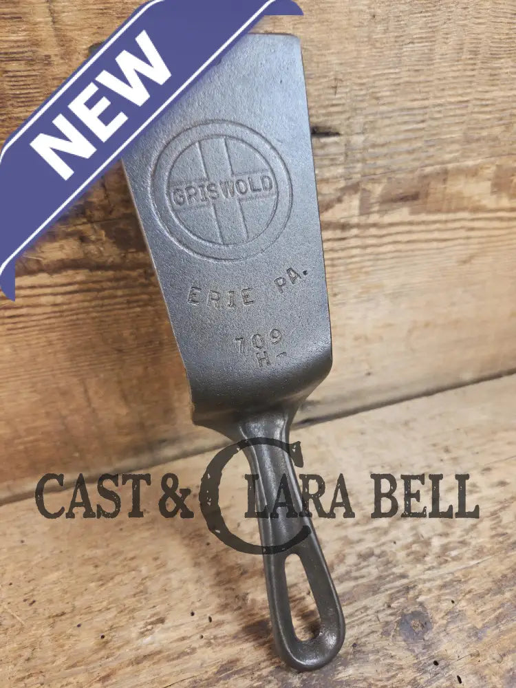 Custom made one of a kind 1920’s #3 H GROOVE handled Griswold Logo Repurposed Spatula with full Erie PA USA pattern