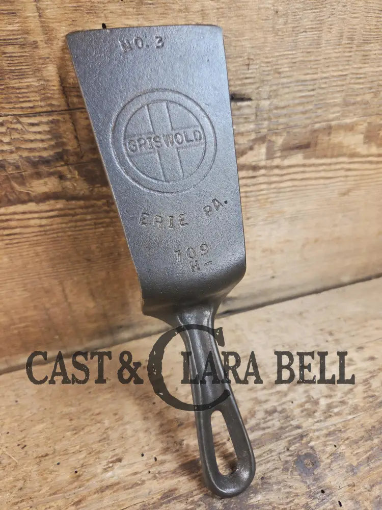 Custom made one of a kind 1920’s #3 H GROOVE handled Griswold Logo Repurposed Spatula with full Erie PA USA pattern