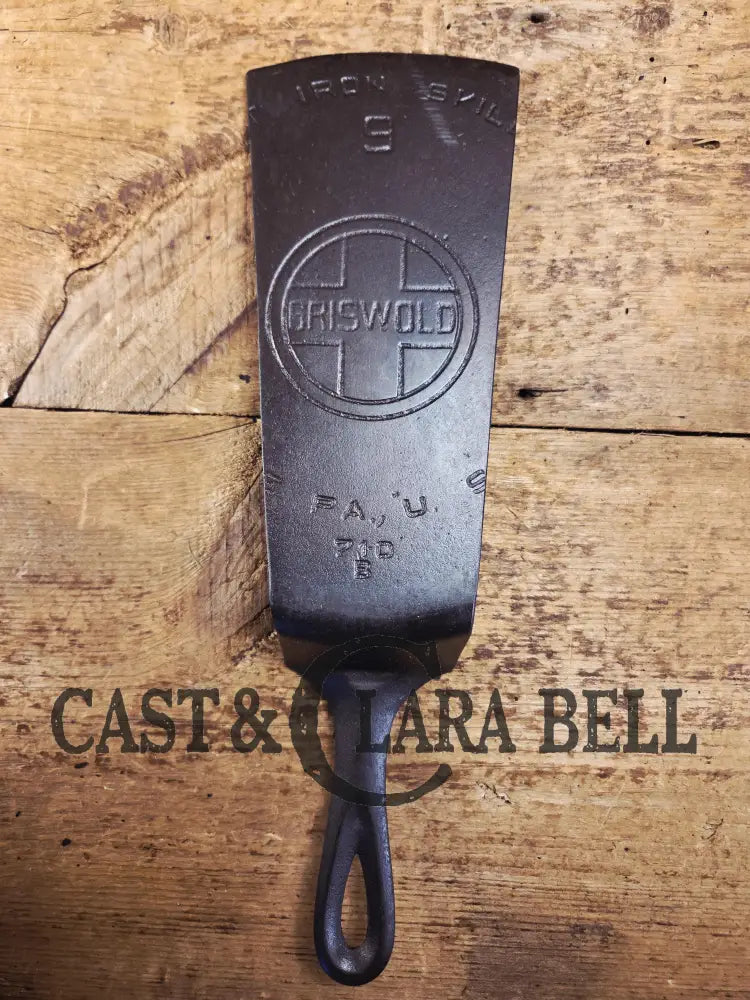 Custom made one of a kind 1920’s #9 Griswold Block Logo Repurposed Spatula with full Erie PA USA pattern SC24 Spatula