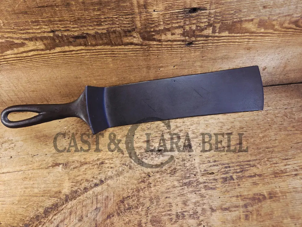Custom made one of a kind Repurposed #12 Wapak Straight Logo Cast Iron Skillet Spatula. Flared design awesome gift for