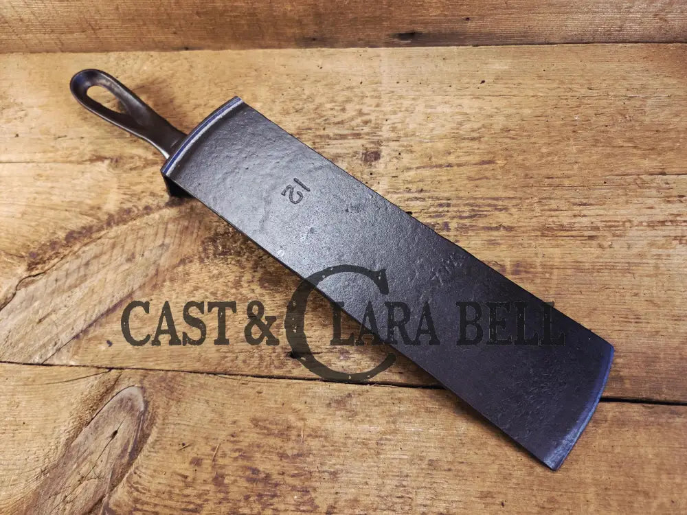 Custom made one of a kind Repurposed #12 Wapak Straight Logo Cast Iron Skillet Spatula. Flared design awesome gift for