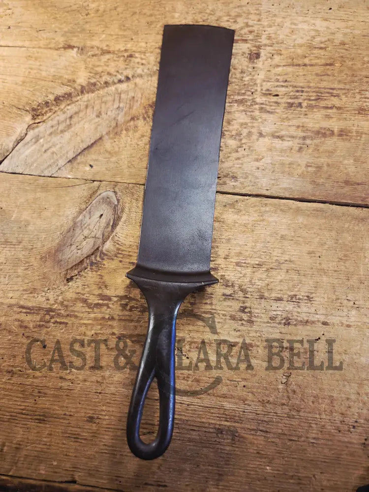 Custom made one of a kind Repurposed #12 Wapak Straight Logo Cast Iron Skillet Spatula. Flared design awesome gift for