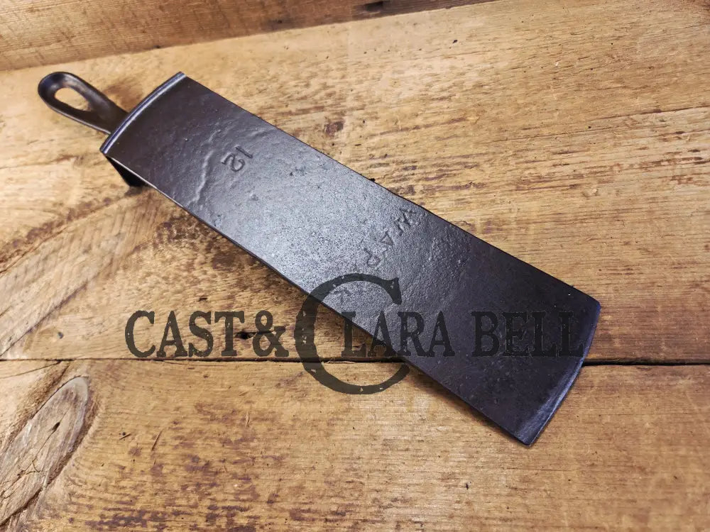 Custom made one of a kind Repurposed #12 Wapak Straight Logo Cast Iron Skillet Spatula. Flared design awesome gift for