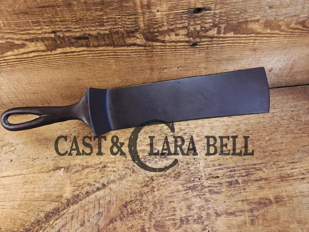 Custom made one of a kind Repurposed #12 Wapak Straight Logo Cast Iron Skillet Spatula. Flared design awesome gift for