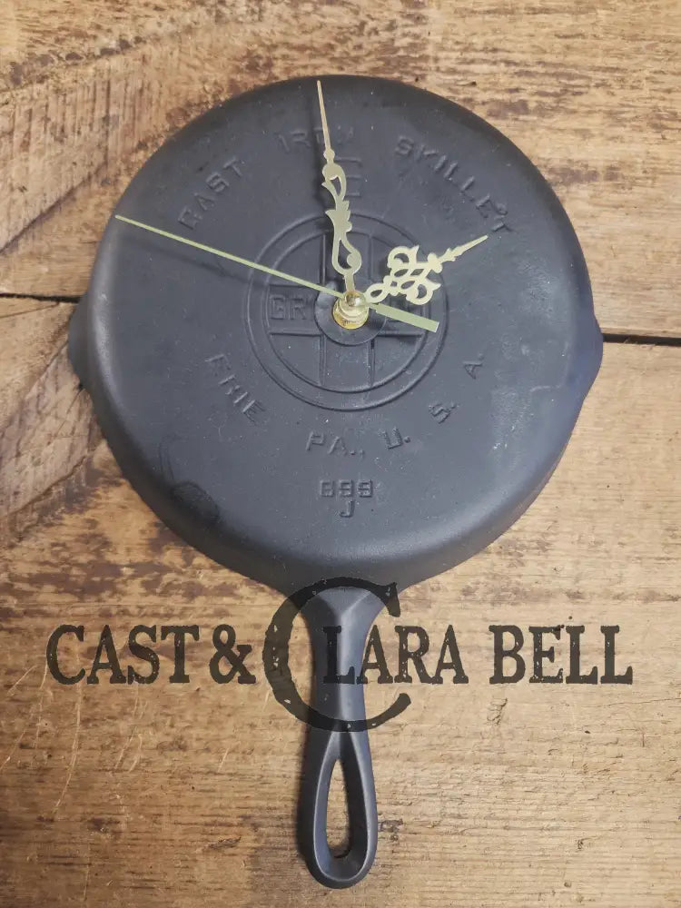 Custom made wall hanging Griswold Clock. Repurposed from cracked skillet. Comes with interchangeable clock mechanics.