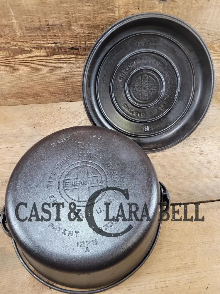 Daily Workhorse! 1940’S Griswold #8 Tite-Top Dutch Oven Large Block Logo 1278 A And Ez Clean Lid