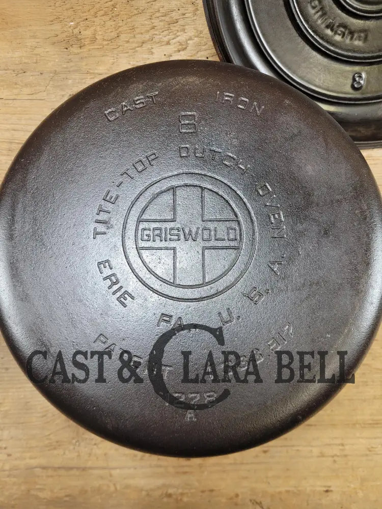 Daily Workhorse! 1940’S Griswold #8 Tite-Top Dutch Oven Large Block Logo 1278 A And Ez Clean Lid