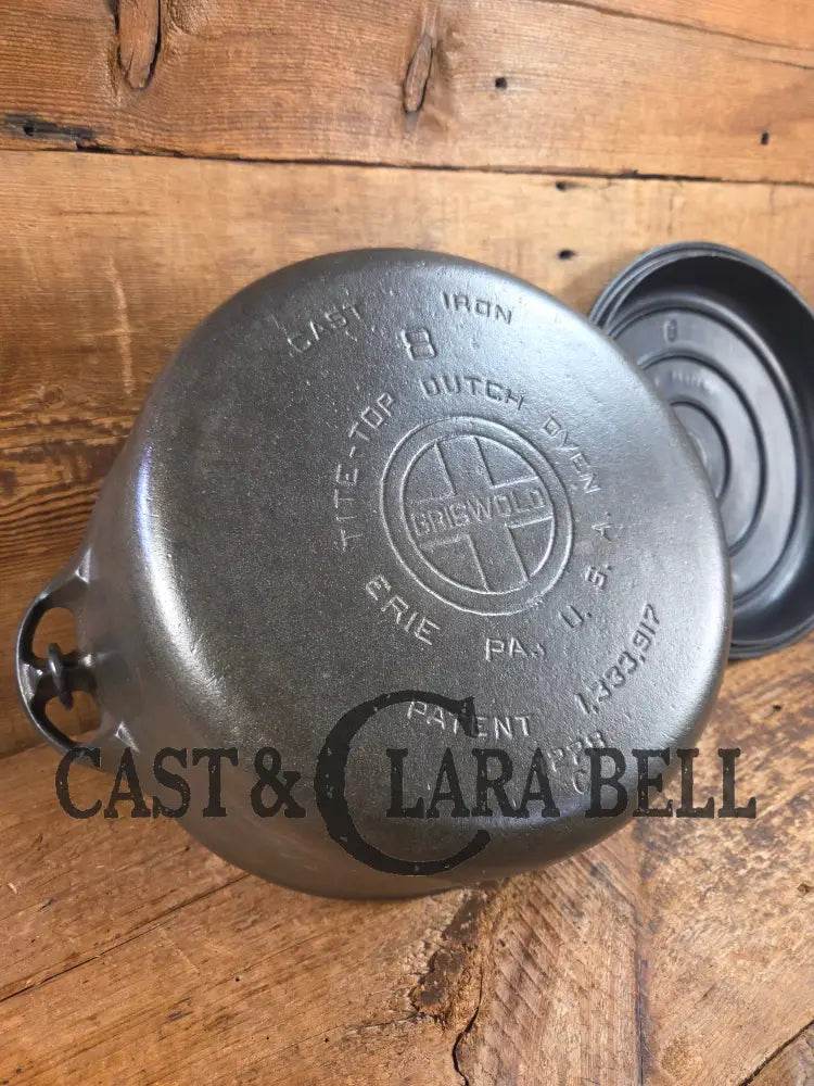 Daily workhorse! 1940’s Griswold #8 Tite-Top Dutch Oven Large Block Logo 1278 C and EZ Clean Lid Dutch Ovens Trivets &