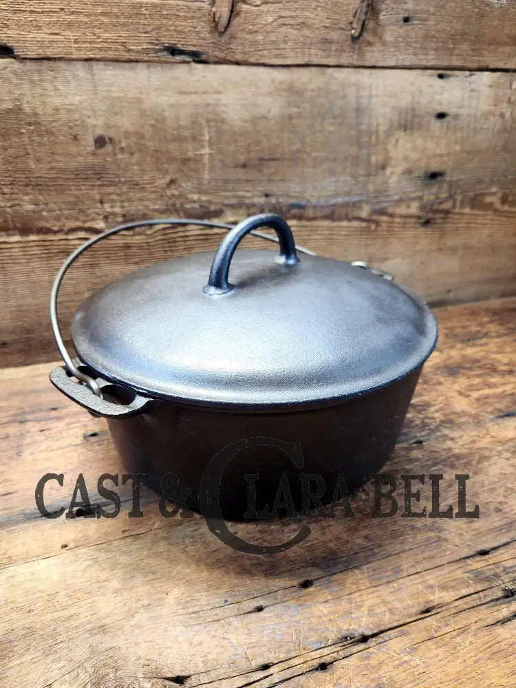 Early 1900’S Griswold #8 Cast Iron Dutch Oven With Matching 833 Lid Slant Logo ’Erie’ Logo