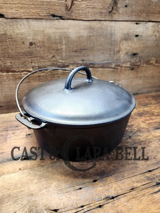 Early 1900’S Griswold #8 Cast Iron Dutch Oven With Matching 833 Lid Slant Logo ’Erie’ Logo