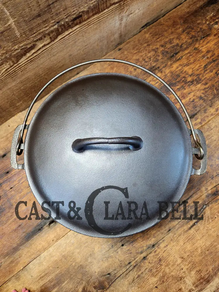 Early 1900’S Griswold #8 Cast Iron Dutch Oven With Matching 833 Lid Slant Logo ’Erie’ Logo