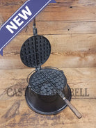 EARLY 1900’s Wagner MFG Co 1892 No. 8 Waffle Iron with Rare Tall Base! Original oak handles! - Waffle Iron
