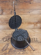 EARLY 1900’s Wagner MFG Co 1892 No. 8 Waffle Iron with Rare Tall Base! Original oak handles! - Waffle Iron