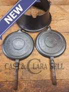 EARLY 1900’s Wagner MFG Co 1892 No. 8 Waffle Iron with Rare Tall Base! Original oak handles! - Waffle Iron