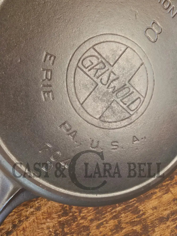 Early 1910’s Griswold #8 Cast Iron Skillet with Slant Logo and FULL EPU 704 D - Skillet