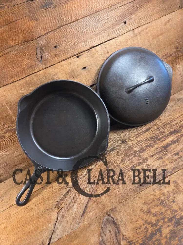 Elegant and Unknown ’Clara Bell’ style Raised 8 Chicken Fryer with Lid. Lodge style! This one hits home! Skillet