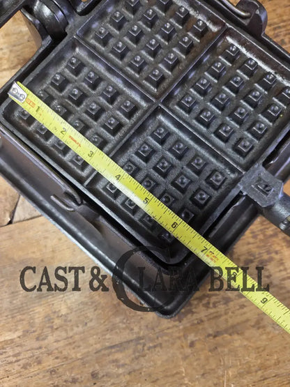 Elegant HTF 1920’s Griswold #11 Square Waffle Iron with Slant Block Logo and Tall Base Waffle Iron