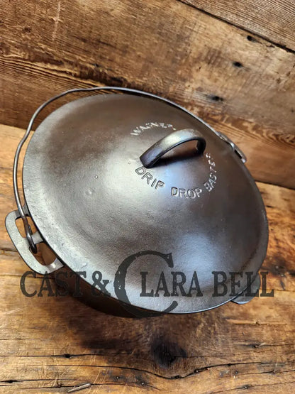 Enormous! See Description. 1900 - 30 #10 Wagner Drip Drop Roaster Dutch Oven W Sawtooth Style Lid.