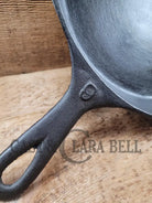 Fantastic First Skillet Or For The Unusual Collector. Unknown Maker Raised #9 Cast Iron Skillet