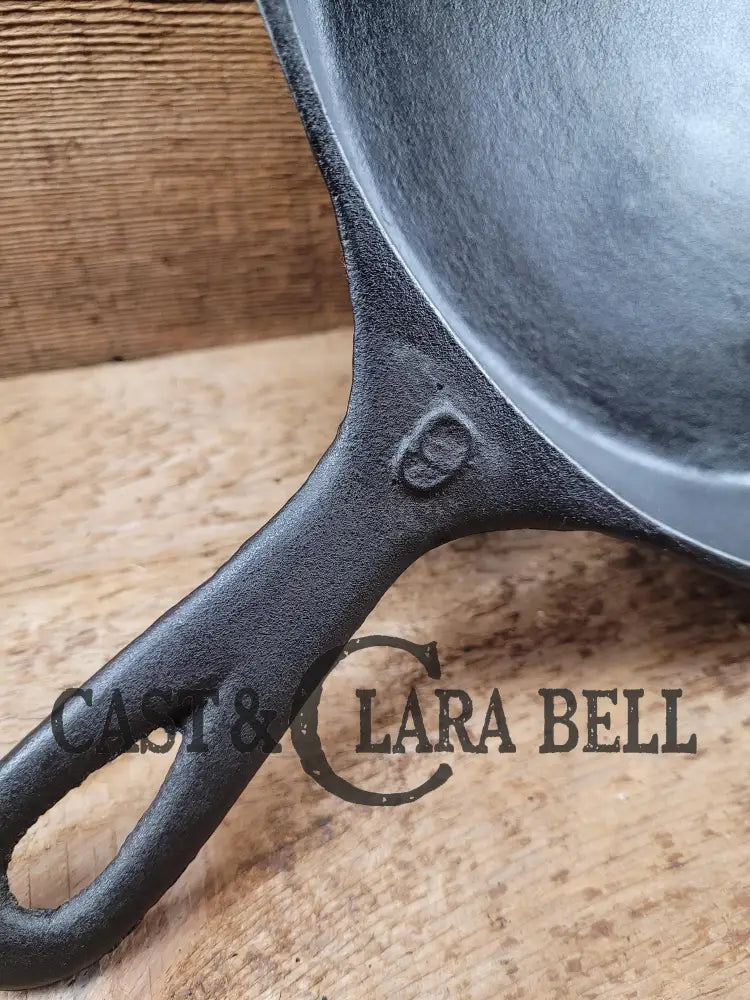 Fantastic First Skillet Or For The Unusual Collector. Unknown Maker Raised #9 Cast Iron Skillet